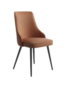 Обеденный стул Бытовой Современный минималистичный Ресторанный стул со спинкой Для отдыха Кованый стул для кафе Nordic Light Роскошный отель 14