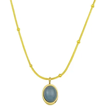 Роскошное ожерелье-свитер с голубым камнем, ювелирные изделия для женщин, ретро-ожерелье 2
