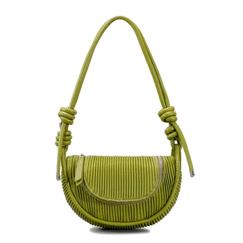 дизайнерская полосатая сумка через плечо, женская сумка с плиссированной и лоскутной сумкой под мышками, модная женская сумка в виде ракушки 1