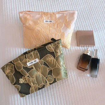 Большая вместительная сумка-клатч с жаккардовой вышивкой, органайзер для ежедневной косметики, косметичка, органайзер для мелочей