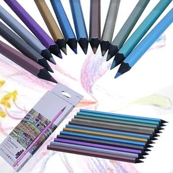 12 Цветов Профессиональные металлические нетоксичные карандаши для рисования, ручки для рисования, художественные принадлежности, школьные канцелярские принадлежности 7