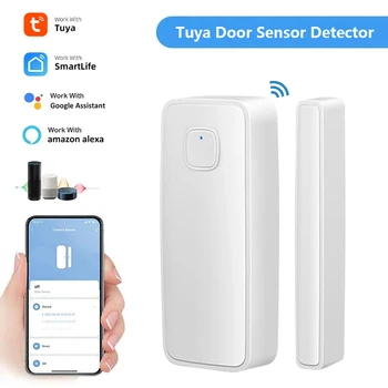 Tuya WiFi, Оповещение о датчике двери, окна, Магнитный датчик двери Smart Life, Сигнализация, предотвращающая кражу, детектор безопасности окна 3