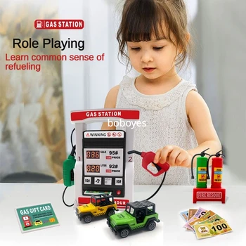 Дети играют в домашние игрушки, имитирующие вождение, мультяшное рулевое колесо, имитация детской головоломки, легкосплавная автомобильная заправочная станция 1