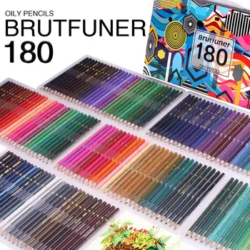 Новый набор цветных карандашей Brutfuner 180 Профессиональные масляные цветные карандаши для школьного рисования, принадлежности для рисования карандашами для эскизов 14