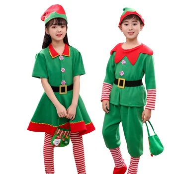Хэллоуин, Рождество, костюм эльфа Санта-Клауса, одинаковая одежда для семьи, новогодний наряд, шапка для косплея Санта-Клауса для девочек и мальчиков 14