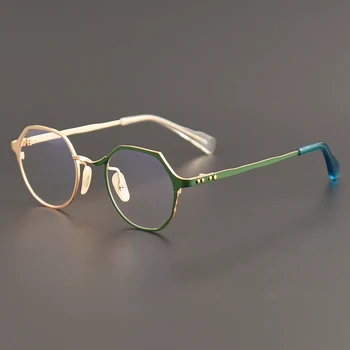 Модная классическая оправа для очков, мужские дизайнерские двухцветные оптические очки из чистого титана, Близорукость для чтения, женские персонализированные очки 9