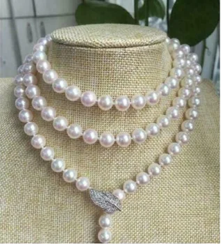 50-дюймовое горячее ожерелье из натурального белого жемчуга AAA 9-10 мм Южно-Китайского моря 925S