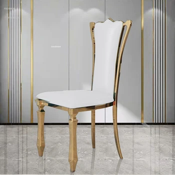 Обеденный стул в скандинавском стиле из нержавеющей стали, Простая современная кухонная мебель, Обеденный стул со спинкой для дома, Банкетный зал, Свадебные стулья A 15