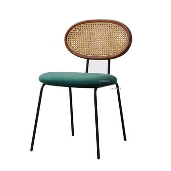 Современный обеденный стул со спинкой из ротанга для минималистичной кухонной мебели, стул для столовой, дизайнерские стулья для ресторана в стиле ретро для отдыха 14