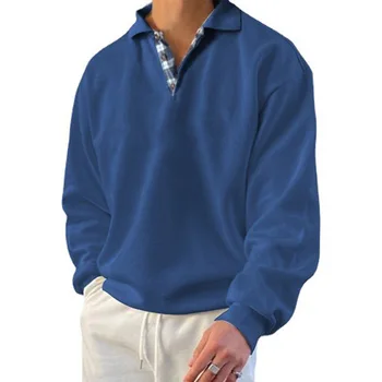 Новое осеннее мужское поло с длинными рукавами и V-образным вырезом, свободный пуловер, свитер, мода Европы и Америки 17