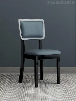 Обеденный стул из массива дерева с мягким покрытием, Современный минималистичный Домашний ресторан, технология отдыха в отеле, Ткань, спинка в сборе, резина 16