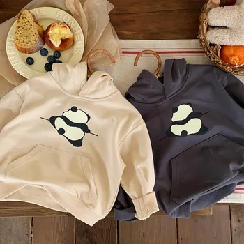 Толстовки Осеннего сезона, новая повседневная свободная одежда для малышей, корейские свитшоты Tide с принтом Soild в полоску с карманами 1