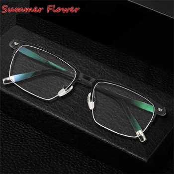 Высококачественные Мужские оптические очки в оправе из чистого титана с наполовину покрытыми инеем женскими очками гибкого дизайна 9