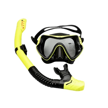 Профессиональная маска для подводного плавания, Набор для подводного плавания, Силиконовые Противотуманные очки, Оборудование для бассейна, Желтый + черный 20