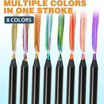 8 цветов Радужный карандаш из черного дерева, радужный карандаш для рисования граффити, ручка 20