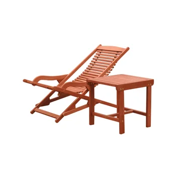 Комплект шезлонгов для отдыха Malibu Wood Outdoor Patio из 2 частей, напольное кресло, кресло с откидной спинкой 4