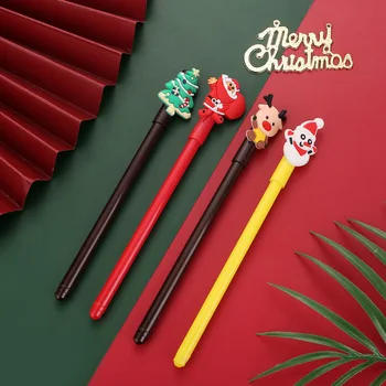 4шт случайных рождественских подарков, студенческая ручка, милые мультяшные ручки, Рождественская серия, креативная черная ручка для гелевой ручки, милая стационарная 17