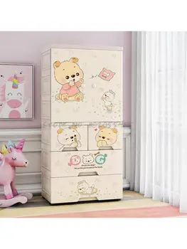 Мультяшный простой детский гардероб, спальня, бытовой пластиковый шкаф, шкаф для хранения, детский подвесной шкаф для хранения 12