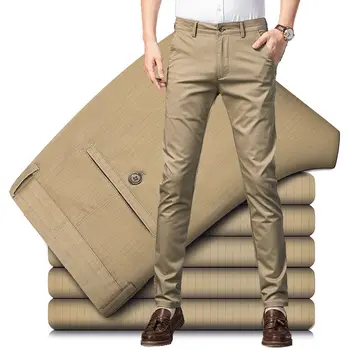 Мужские брюки 2023, эластичные деловые брюки премиум-класса, хлопковые мужские брюки прямого кроя, Модные брюки для костюмов, Официальные A58 14