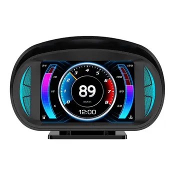 Автомобильный Головной дисплей HUD Универсальный датчик OBD / GPS, ЖК-дисплей, сигнализация о превышении скорости движения, Многофункциональный инклинометр