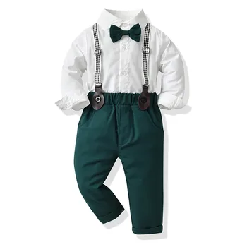Осенне-зимний комплект для маленьких мальчиков с бантиком-бабочкой, топы и брюки, детская одежда из 3 предметов, комбинезон roupa infantil 2