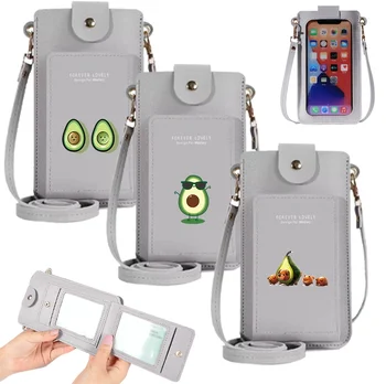 Сумки через плечо для мини-телефонов с принтом серии Avocado, женские кошельки, держатели карт, модная сумка-мессенджер, кошелек, кожаная сумочка