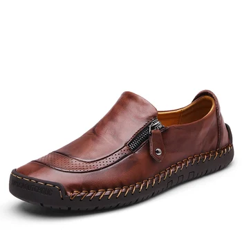 Мужская повседневная обувь из натуральной кожи, дышащие мужские туфли на плоской подошве, мужская обувь для вождения, Большие размеры 38-48 10
