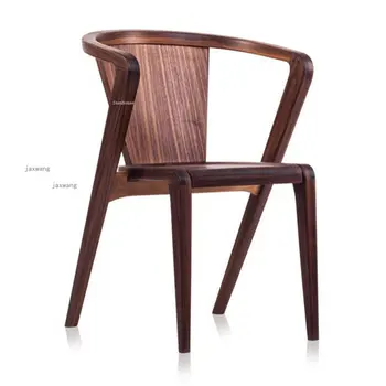 Современные дизайнерские обеденные стулья Минималистичная мебель для столовой Модный обеденный стул из массива дерева, легкий гостиничный Роскошный стул для отдыха 19