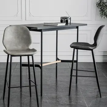 Современные кожаные барные стулья для домашней кухни, Барный стул Simple Coffee Shop Hotel, кованое железо, креативная спинка, барная стойка Chiar 2