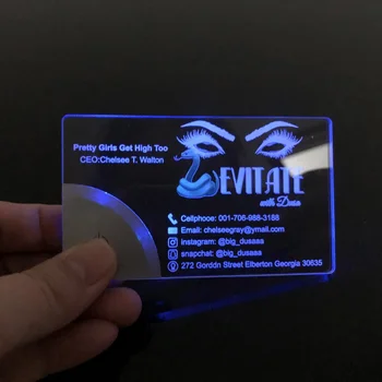 Роскошные акриловые визитные карточки со светодиодной подсветкой с логотипом, благодарственная открытка для малого бизнеса, уникальная печать визитных карточек с подсветкой 10