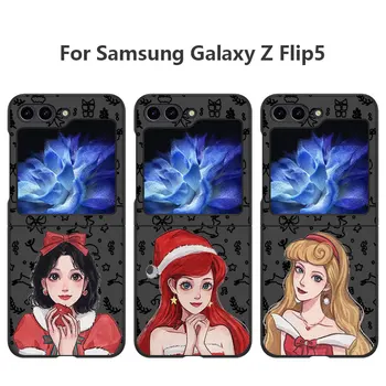 Чехол Disney Christmas Princess для Samsung Galaxy ZFlip3 zflip Z Flip 3 Z Flip5 Z Flip 4 5G Противоударные Чехлы Черный Роскошный 21