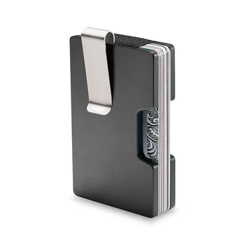 Алюминиевый кошелек CASEKEY Роскошный Металлический тонкий держатель для карт, чехол для кредитных карт из черного матового алюминиевого сплава, RFID-кошелек для мужчин и женщин