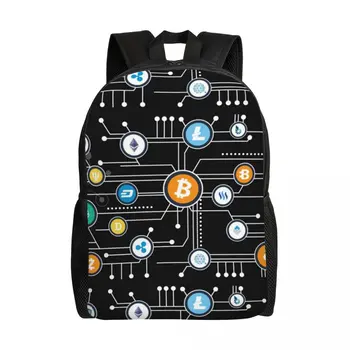Криптовалюта Биткоин Альткоин Блокчейн Рюкзак с логотипом Ethereum Школьные сумки для колледжа Женские Мужские сумки для книг Подходят для 15-дюймового ноутбука 15