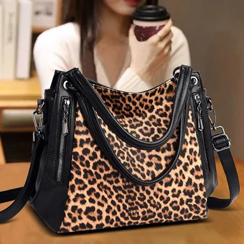 2023 Новые модные Леопардовые женские сумки Европейского дизайна, кожаные Женские сумки через плечо, женская Брендовая роскошная сумка через плечо для девочек