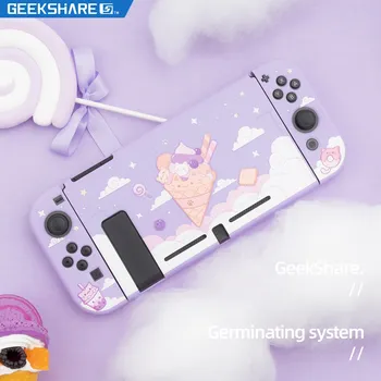 Чехол GeekShare Kawaii Ice Cream Cat Cartoon Фиолетовый Звездный мягкий чехол из ТПУ с полной задней крышкой для аксессуаров Nintendo Switch NS 10