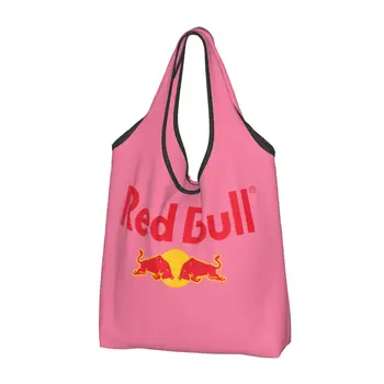 Забавный принт, красная сумка для покупок с двойным быком, портативная сумка для покупок с животными, сумка для коров 2