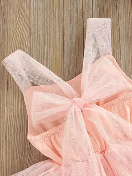 Springcmy Kids Для маленьких девочек, платье в стиле пэчворк из тюля без рукавов с цветочным принтом и вышивкой - Очаровательный комбинезон для 18