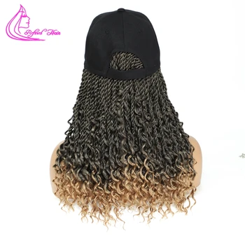 Шляпа Парик с вьющимися концами Сенегальская крученая коса с завитками Бейсбольная кепка 14-дюймовая Короткая коса Парики для чернокожих женщин Девочек 16