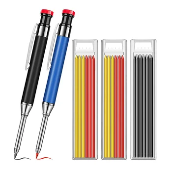 Металлический Плотницкий набор карандашей для глубоких отверстий С сменными выводами, инструмент для разметки Глубоких отверстий, Механические карандаши для деревообработки 22