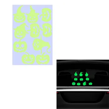 1 комплект светящихся наклеек в виде тыквы на Хэллоуин, наклейки на окна автомобиля, наклейки на стены, двери, Флуоресцентные зеленые Самоклеящиеся наклейки для отделки, украшения 8