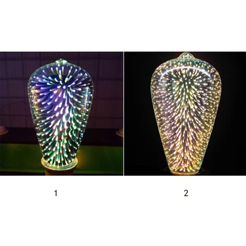Фейерверк Светодиодная лампа 3D ночник Домашний декор RFID Блокировка Звезды Рождество Винтаж E27 RGB стекло 11