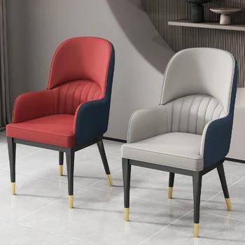 Роскошные кожаные обеденные стулья, современные табуреты для отдыха, обеденные стулья для кухни в скандинавском стиле, кресло, мебель для столовой в ресторане 15
