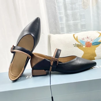 Роскошные дизайнерские туфли-лодочки из натуральной кожи, женские тонкие туфли с квадратным носком, универсальные винтажные туфли на толстом каблуке 19