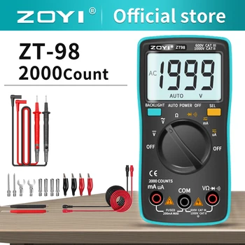 Цифровой Мультиметр ZOYI ZT-98 Автоматический Диапазон Переменного и постоянного напряжения, Сопротивление Току, Включение-выключение Зуммера, Тестер электрических приборов с подсветкой