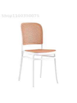 Скандинавский Ротанговый стул Сетчатый Красный Уличный Пластиковый Штабелируемый Обеденный стул Обеденный стул для маленькой квартиры Современный Домашний письменный стул 17