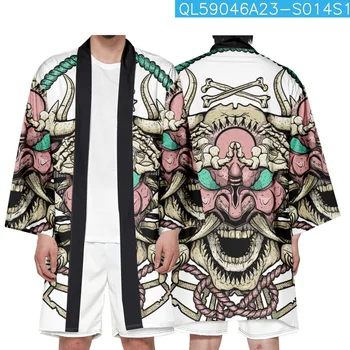 Кардиган с принтом японского демона из аниме, женская мужская одежда для косплея, юката, длинное кимоно харадзюку
