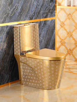 Сиденье для унитаза, бытовой унитаз, керамический роскошный золотой унитаз, смыв, бесшумная ванная комната 10