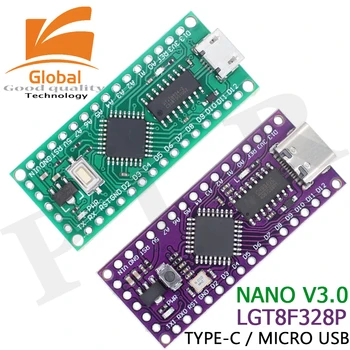 LGT8F328P-LQFP32 MiniEVB TYPE-C MICRO USB Совместим с ATMEGA328 Nano V3.0 LGT8F328P CH9340C/HT42B534-1 SOP16 Для Arduino 10