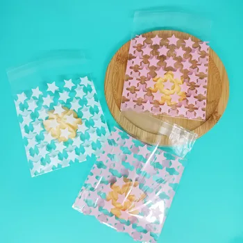 Звездные Пластиковые пакеты Прозрачная упаковка для конфет и печенья Подарочный целлофановый пакет DIY Самоклеящиеся пакеты для Рождественской свадьбы 4