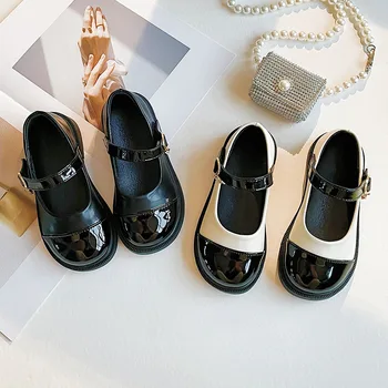 Маленькая обувь для девочек 2023, весна и осень, новые детские черные туфли принцессы, детские тонкие туфли для девочек в британском стиле 14